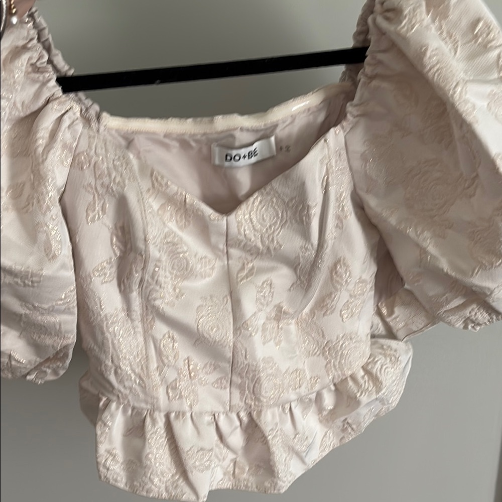 DO+BE Women's Elegant Cream Floral Blouse